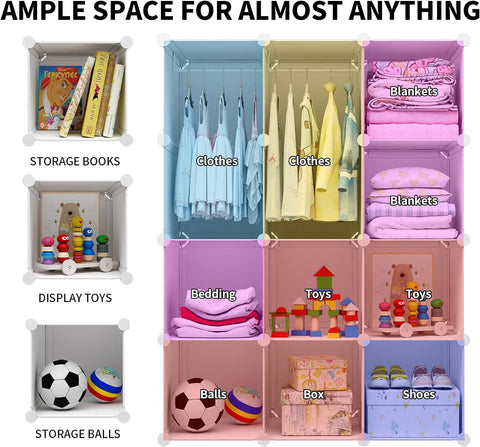 KriShyam ® 12 Door Plastic Sheet Wardrobe Storage Rack Closest Organizer for Clothes Kids Living Room Bedroom Small Accessories/bookcase/toys