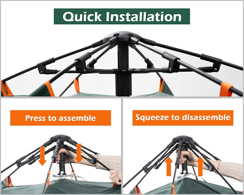 KriShyam® 3-4 Person Automatic Double Door Camping Tent Anti UV and Waterproof Internal Easy Set Up Tent,Portable Windproof Dome Tent for Camping Hiking & Traveling