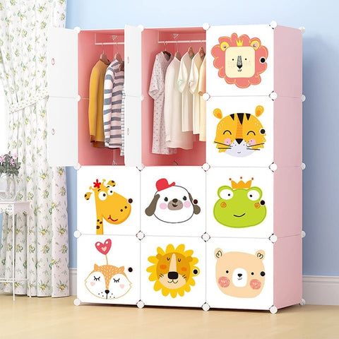 KriShyam ® 12 Door Plastic Sheet Wardrobe Storage Rack Closest Organizer for Clothes Kids Living Room Bedroom Small Accessories/bookcase/toys