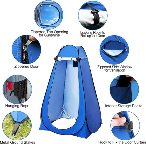 KriShyam® Privacy Pop Up Tent Camping Bathroom,Toilet, Changing Room,Instant Outdoor Camp Toilet Foldable Sun Shelter Rain Shelter with Carry Bag