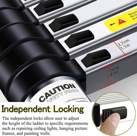 KriShyam® Telescopic Ladder, 3.5M/11.5ft Stainless Steel Lightweight Telescoping Ladders, Multi-Purpose Extension Ladder for Indoor or Outdoor Working, 150Kg Capacity (3.4M/11ft Stainless Steel)