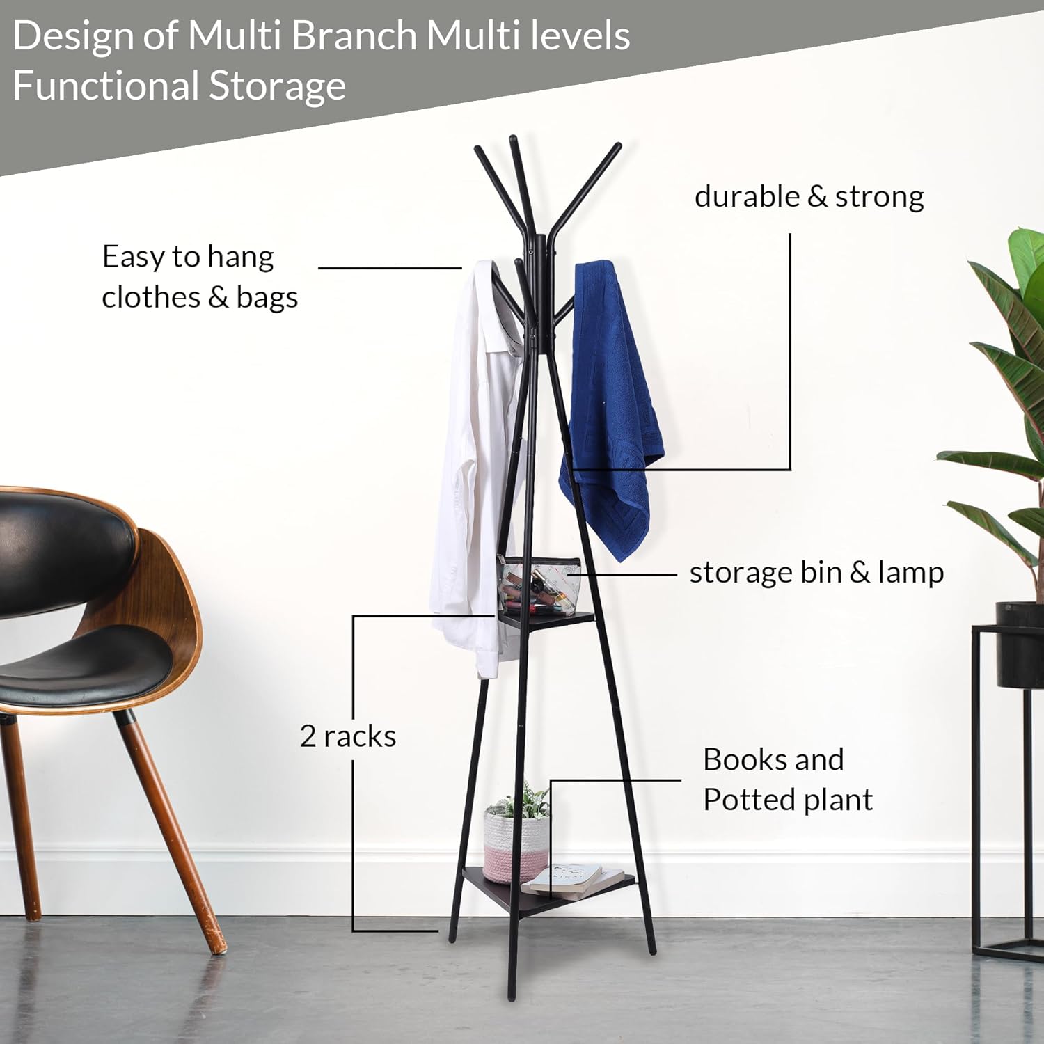 KriShyam® Coat Rack Freestanding Coat Stand, Coat Hanger Stand