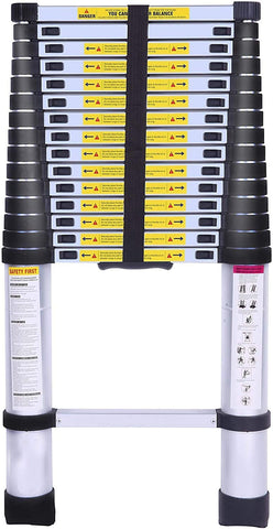 KRISHYAM® Telescoping Telescopic Extension Ladder 23.5 FT/7.2m Aluminum Alloy Extendable Lightweight Ladder Steps Safety for Roofing Business, Household Use, Outdoor Work, 330 lbs Capacity