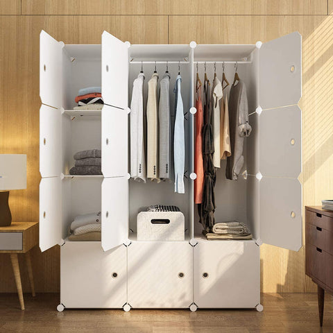 KriShyam ® 12 Door Plastic Sheet Wardrobe Storage Rack Closest Organizer for Clothes Kids Living Room Bedroom Small Accessories/bookcase/toys
