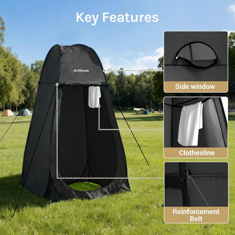 KRISHYAM® Portable Pop-Up Changing Tent, Privacy Shower for Camping & Outdoor Use, Instant Foldable Toilet with Carry Bag, Lightweight Dressing Room Shelter (Blue,Black)