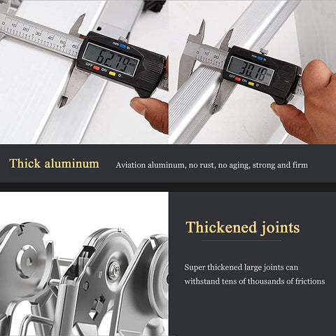 KRISHYAM® 1.9M+1.9M/3.8M/12.5FT அலுமினியம் தொலைநோக்கி நீட்டிப்பு ஏணி, A-Frame Telescopic Ladder போர்ட்டபிள் ஃபோல்டிங் லேடர் வெளிப்புற மற்றும் வீட்டிற்கான ஆண்டி-ஸ்லிப் ஆதரவு பட்டையுடன் வேலை செய்கிறது