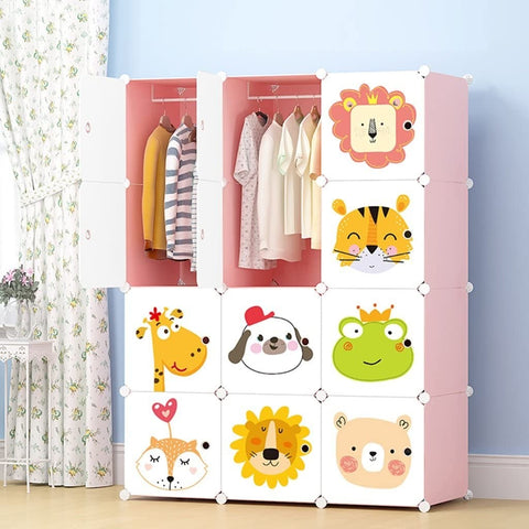 KriShyam ® 12 Door Plastic Sheet Wardrobe Storage Rack Closest Organizer for Clothes Kids Living Room Bedroom Small Accessories/bookcase/toys