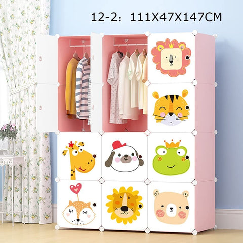 KriShyam ® 12 Door Plastic Sheet Wardrobe Storage Rack Closest Organizer for Clothes Kids Living Room Bedroom Small Accessories/bookcase/toys