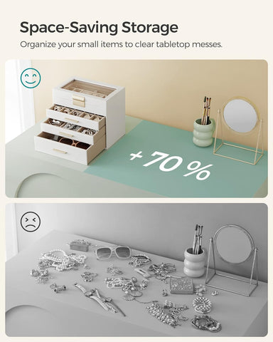 KriShyam ® Clear Lid Jewelry Box,4 Layers Jewelry Organizer with 3 Drawers Large Multi-Functional Jewelry Storage Box for Necklace Earrings Bracelets Rings Vanity Box