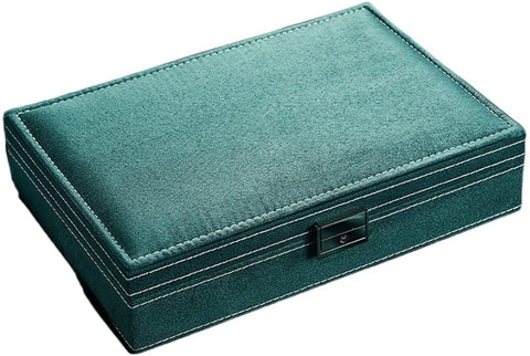 KriShyam® மல்டி-ஃபங்க்ஸ்னல் போர்ட்டபிள் ஜூவல்லரி பாக்ஸ் வெல்வெட் நெக்லஸ் காதணி வளையம் வளையல் நகை பெட்டி ஹோல்டர் ஆர்கனைசர் பெரிய கொள்ளளவு (நிறம்: பச்சை)