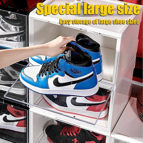 KRISHYAM® Shoe Box Storage Display Box Plastic Foldable Stackable Plastic Shoe Box, As Shoe Box Storage Containers and Shoe Organizer Containers with Lids for Women/Men(WHITE) (Pack of 2)