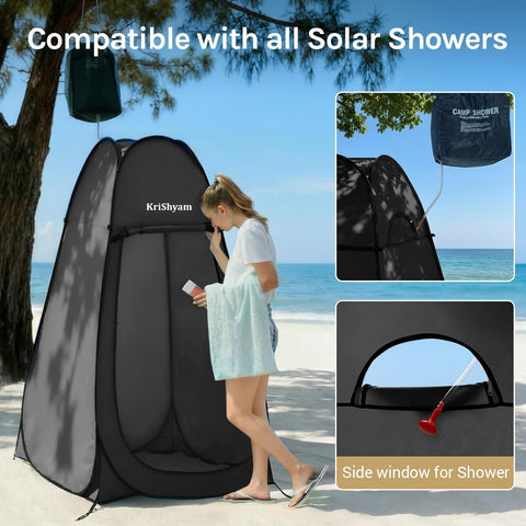 KRISHYAM® Portable Pop-Up Changing Tent, Privacy Shower for Camping & Outdoor Use, Instant Foldable Toilet with Carry Bag, Lightweight Dressing Room Shelter (Blue,Black)