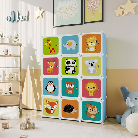 KriShyam ® 12 Door Plastic Sheet Wardrobe Storage Rack Closest Organizer for Clothes Kids Living Room Bedroom Small Accessories/bookcase/toys