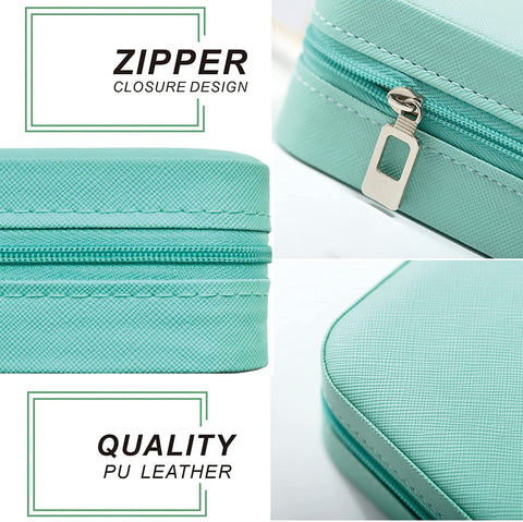 KriShyam® PU தோல் சிறிய நகைப் பெட்டி அமைப்பாளர் | பயண நகை வழக்கு, நகை பயண அமைப்பாளர் | மோதிரம், பதக்கம், நெக்லஸ், வளையல் காதணி அமைப்பாளர் | பெண்களுக்கான நகைப் பெட்டி