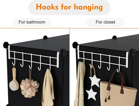 Krishyam® Modular 6-Cube Storage Organizer Rack | DIY Plastic Wardrobe Cabinet Shelves with Metal Frame & Connectors | Multi-Purpose Clothes, Books & Toy Storage Unit