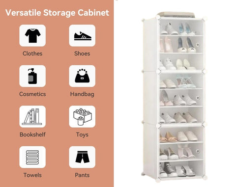 Krishyam® Portable Shoe Rack Organizer, Plastic Cube Storage 18 Pair Tower 9 Steps Plastic Shoe Rack (9 Shelves, DIY(Do-It-Yourself))