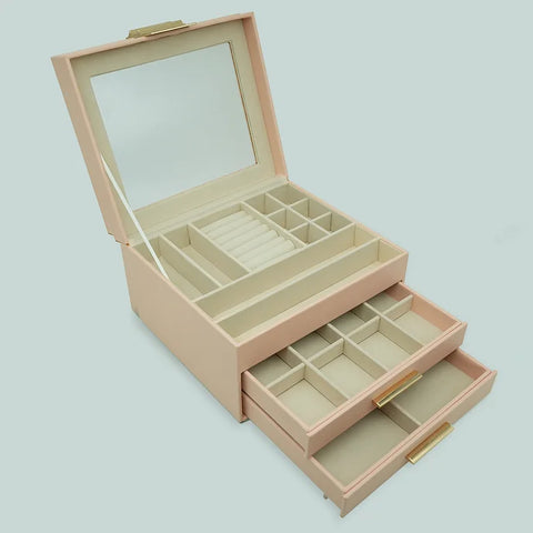 Krishyam® Clear Lid Jewelry Box,3 Layers Jewelry Organizer with 2 Drawers Large Multi-Functional Jewelry Storage Box for Necklace Earrings Bracelets Rings