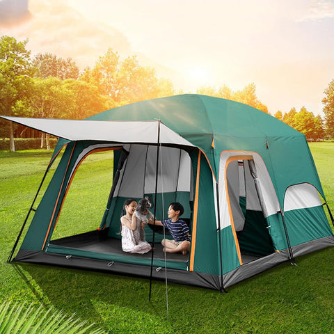 KriShyam® 5-12 Person Camping Tent for Adults Waterproof Largest Camping Family Tents Easy Setup Beach Outdoor Dome Camping Tent for Outdoor,Picnic,Camping,Family Gathering (Coffee, L-380*260*190cm)