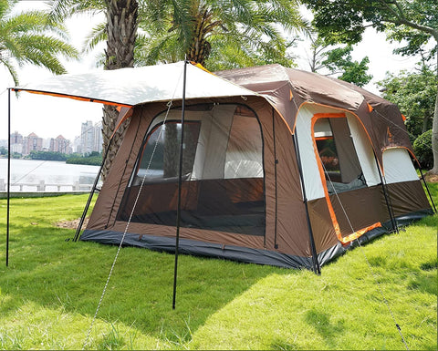 KriShyam® 5-12 Person Camping Tent for Adults Waterproof Largest Camping Family Tents Easy Setup Beach Outdoor Dome Camping Tent for Outdoor,Picnic,Camping,Family Gathering (Coffee, L-380*260*190cm)