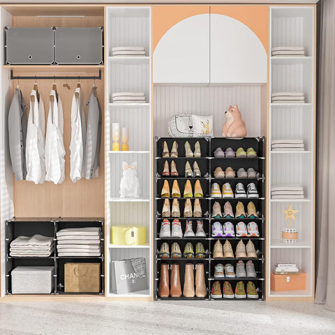 Krishyam® Portable Shoe Rack Organizer, Plastic Cube Storage 24 Pair Tower 12 Steps Plastic Shoe Rack (12 Shelves, DIY(Do-It-Yourself))