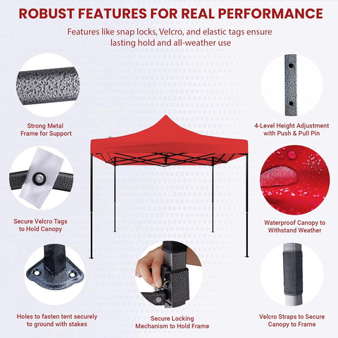 KriShyam® 10x10 ft Pop Up Canopy Tent with Carry Bag – Waterproof & UV Protection Folding Outdoor Gazebo Shelter for Garden, Camping, Picnic, Party & Events