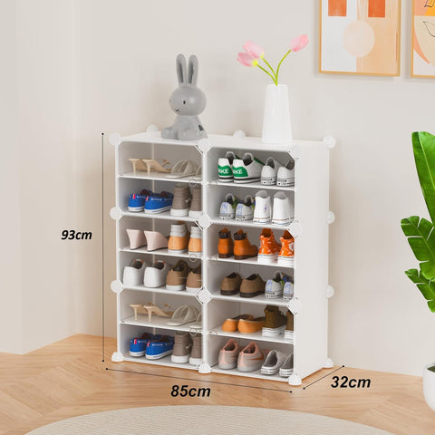 Krishyam® Portable Shoe Rack Organizer, Plastic Cube Storage 24 Pair Tower 12 Steps Plastic Shoe Rack (12 Shelves, DIY(Do-It-Yourself))