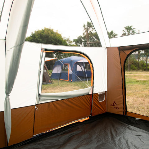 KriShyam® 5-9 Person Camping Tent for Adults Waterproof Largest Camping Family Tents Easy Setup Beach Outdoor Dome Camping Tent for Outdoor,Picnic,Camping,Family Gathering (Coffee, M-320*210*185cm)