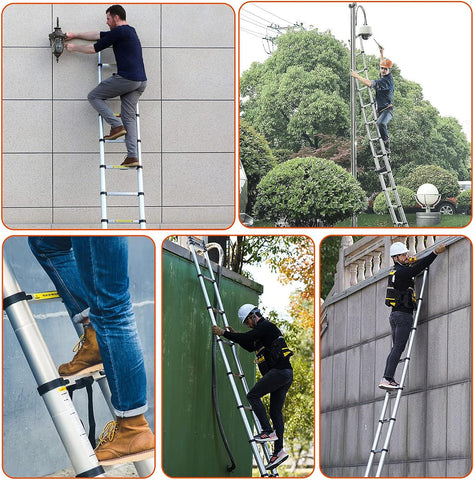 KriShyam® Telescopic Ladder, 4.7M/15ft Stainless Steel Lightweight Telescoping Ladders, Multi-Purpose Compact Extension Ladder for Indoor or Outdoor Working, 150Kg Capacity