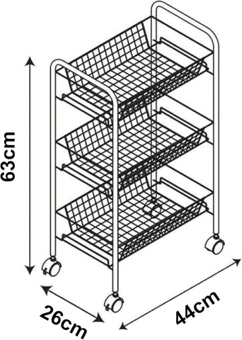 KriShyam ® Rolling Storage Organizer with Wooden Tabletop, Metal Utility, Lockable Wheels for Kitchen, Office, Bedroom (3-Layer Rectangular)