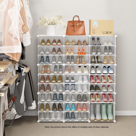 Krishyam® Portable Shoe Rack Organizer, Plastic Cube Storage 18 Pair Tower 9 Steps Plastic Shoe Rack (9 Shelves, DIY(Do-It-Yourself))