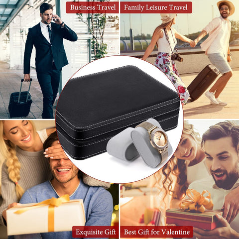 KriShyam® 10-ஸ்லாட் வாட்ச் பாக்ஸ் போர்ட்டபிள் டிராவல் ஜிப்பர் PU லெதர் ஸ்டோரேஜ் கேஸ் ஜூவல்லரி ஸ்டோரேஜ் பாக்ஸ் டிஸ்ப்ளே பாக்ஸ் உடன் வாட்ச் துணி, வணிக பயணங்களுக்கான வாட்ச் ஸ்டோரேஜ் பாக்ஸ் மற்றும் பரிசுகள் பெரிய கொள்ளளவு கருப்பு