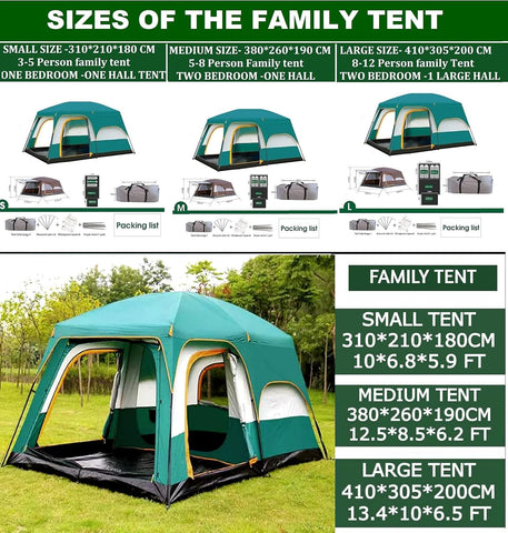 KriShyam® 5-9 Person Camping Tent for Adults Waterproof Largest Camping Family Tents Easy Setup Beach Outdoor Dome Camping Tent for Outdoor,Picnic,Camping,Family Gathering (Coffee, M-320*210*185cm)