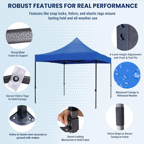 KriShyam® 10x10 ft Pop Up Canopy Tent with Carry Bag – Waterproof & UV Protection Folding Outdoor Gazebo Shelter for Garden, Camping, Picnic, Party & Events