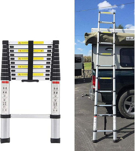 KriShyam® Portable Ultra-Stable Aluminium Folding Compactor Household and Outdoor Purpose, Large, 11-Steps Telescopic Ladder 3.2 Meter (10.5 Feet)