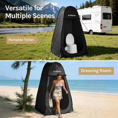KRISHYAM® Portable Pop-Up Changing Tent, Privacy Shower for Camping & Outdoor Use, Instant Foldable Toilet with Carry Bag, Lightweight Dressing Room Shelter (Blue,Black)