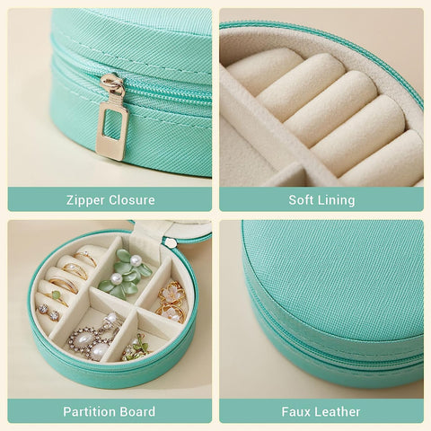 KriShyam® PU Leather Portable Travel Wedding Jewelry Box, Mini Jewelry Traveling Organizer Storage Holder Boxes for Rings Earrings Necklace Bracelet Bangle Watch Travel Accessories
