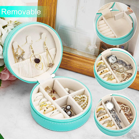 KriShyam® PU Leather Portable Travel Wedding Jewelry Box, Mini Jewelry Traveling Organizer Storage Holder Boxes for Rings Earrings Necklace Bracelet Bangle Watch Travel Accessories