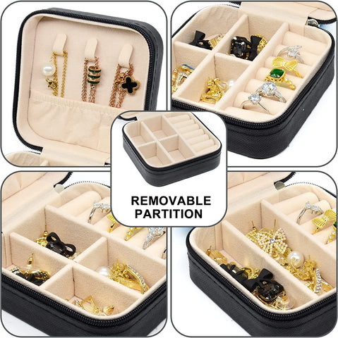 KriShyam® PU தோல் சிறிய நகைப் பெட்டி அமைப்பாளர் | பயண நகை வழக்கு, நகை பயண அமைப்பாளர் | மோதிரம், பதக்கம், நெக்லஸ், வளையல் காதணி அமைப்பாளர் | பெண்களுக்கான நகைப் பெட்டி