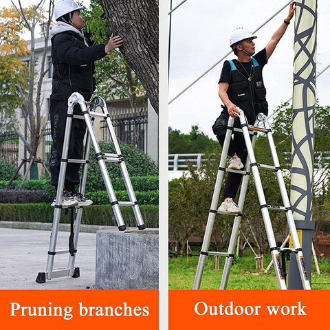 KriShyam® Telescopic Extension Portable Aluminum Telescopic Ladder Multi-Purpose A- Frame Ladder Heavy Duty Extension Ladder for Home(Size : 4.4m/14.4ft)