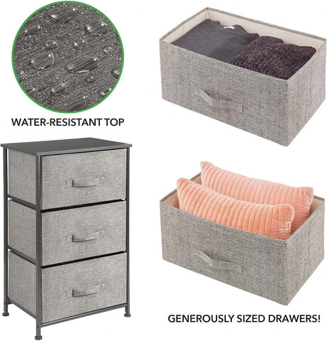 KriShyam®Fabric 3-Drawer Storage Organizer Unit for Closet for Home, Bedroom Accessories, Office, Steel Frame, Wood Top, Easy Pull Fabric Bins