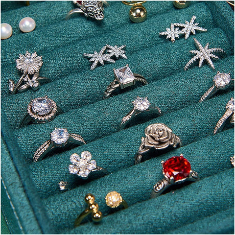 KriShyam® மல்டி-ஃபங்க்ஸ்னல் போர்ட்டபிள் ஜூவல்லரி பாக்ஸ் வெல்வெட் நெக்லஸ் காதணி வளையம் வளையல் நகை பெட்டி ஹோல்டர் ஆர்கனைசர் பெரிய கொள்ளளவு (நிறம்: பச்சை)