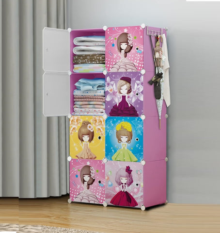 KriShyam® Portable Closet Wardrobe Cube Wardrobe for Hanging Clothes, Modular Cabinet for Space Saving, Ideal Storage Organizer Cube for Books, Toys, Towels (4/8/12 Box Barbie)
