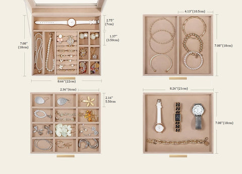KriShyam ® Clear Lid Jewelry Box,4 Layers Jewelry Organizer with 3 Drawers Large Multi-Functional Jewelry Storage Box for Necklace Earrings Bracelets Rings Vanity Box