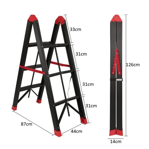 KRISHYAM® Premium Foldable Multipurpose Step Ladder for Home & Office | Heavy-Duty Aluminium Alloy Folding with Anti-Slip Steps & Safety Lock