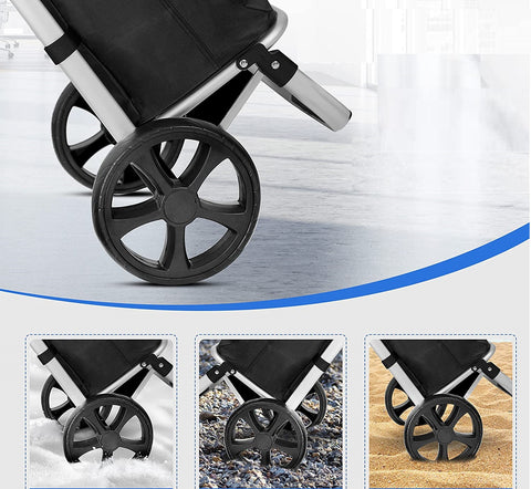 KriShyam®  Folding Shopping Trolley Grocery Cart with Removable Waterproof Canvas Bag and Super Wheels Loading Portable Utility Cart (Black)