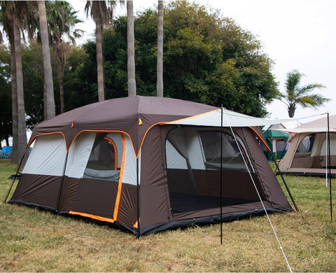 KriShyam® 5-12 Person Camping Tent for Adults Waterproof Largest Camping Family Tents Easy Setup Beach Outdoor Dome Camping Tent for Outdoor,Picnic,Camping,Family Gathering (Coffee, L-380*260*190cm)