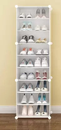 Krishyam® Portable Shoe Rack Organizer, Plastic Cube Storage 18 Pair Tower 9 Steps Plastic Shoe Rack (9 Shelves, DIY(Do-It-Yourself))