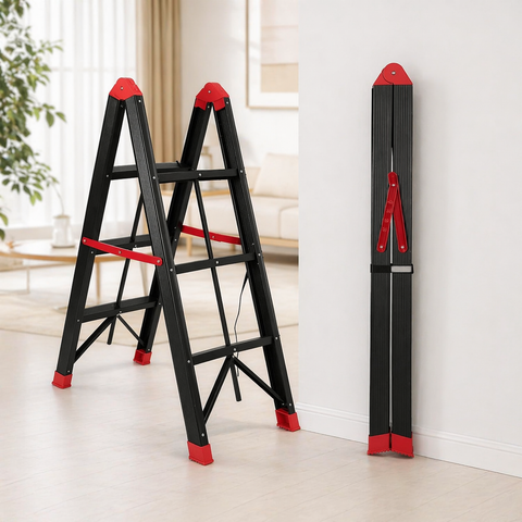 KRISHYAM® Premium Foldable Multipurpose Step Ladder for Home & Office | Heavy-Duty Aluminium Alloy Folding with Anti-Slip Steps & Safety Lock