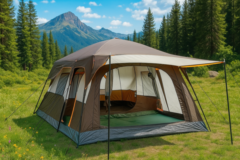 KriShyam® 5-12 Person Camping Tent for Adults Waterproof Largest Camping Family Tents Easy Setup Beach Outdoor Dome Camping Tent for Outdoor,Picnic,Camping,Family Gathering (Coffee, L-380*260*190cm)