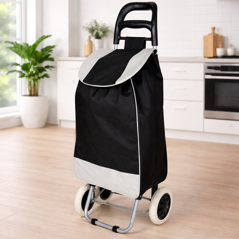 KriShyam® Folding Essential Shopping Trolley-Luggage-Bag-with-2 wheels (Navy Blue & Black )